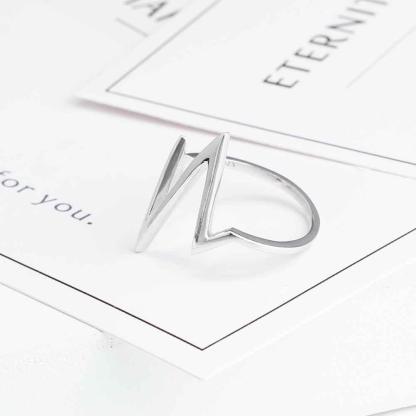 New 925 Sterling Sliver Rings for Women Unique Design Lightning Heartbeat Shape Romantic Style Gift to Girls - Personalized Jewel
