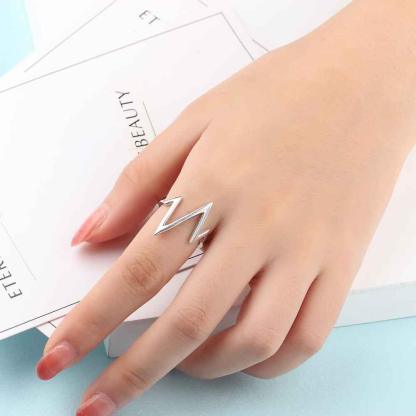 New 925 Sterling Sliver Rings for Women Unique Design Lightning Heartbeat Shape Romantic Style Gift to Girls - Personalized Jewel