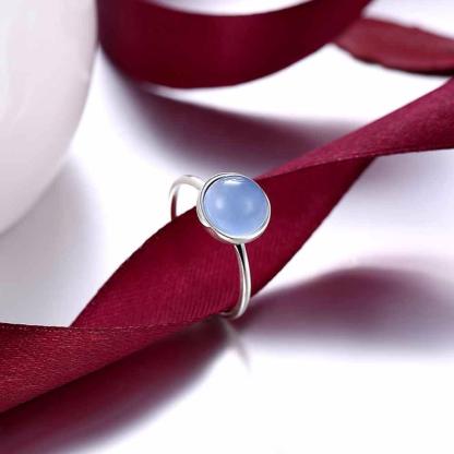 Office Wear Ring for Women - Blue Stone Set Ring for Women - Silver Ring for Women - Valentines’ Day Gift for Women - Personalized Jewel