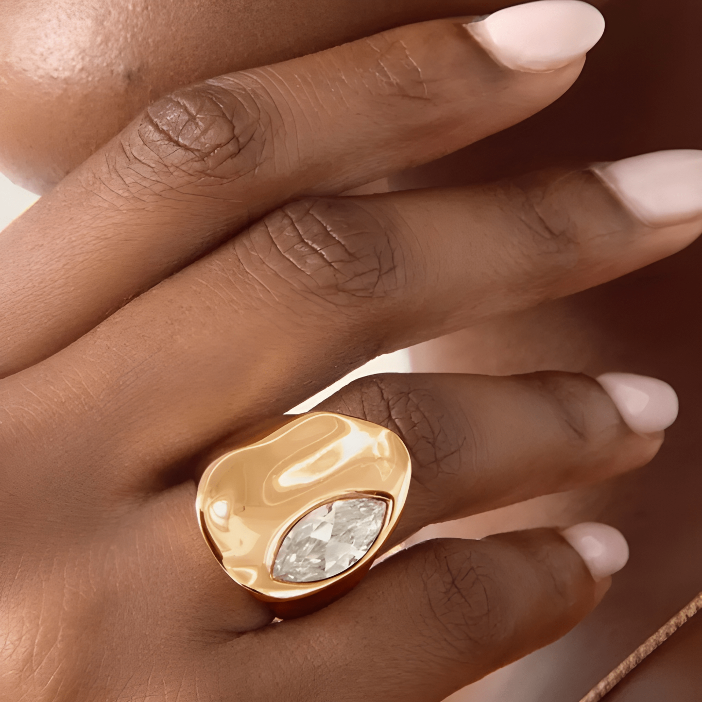 Liquid Crystal Statement Ring with Crystal Accent