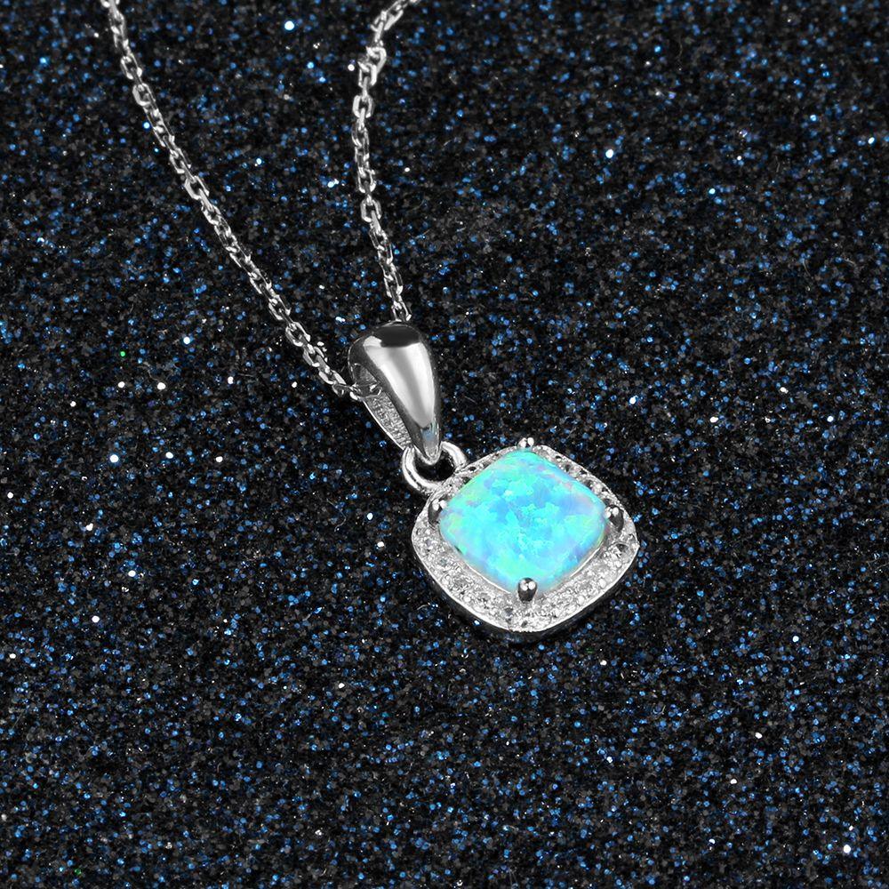 Opal Silver Fashion Pendant Necklace - Personalized Jewel