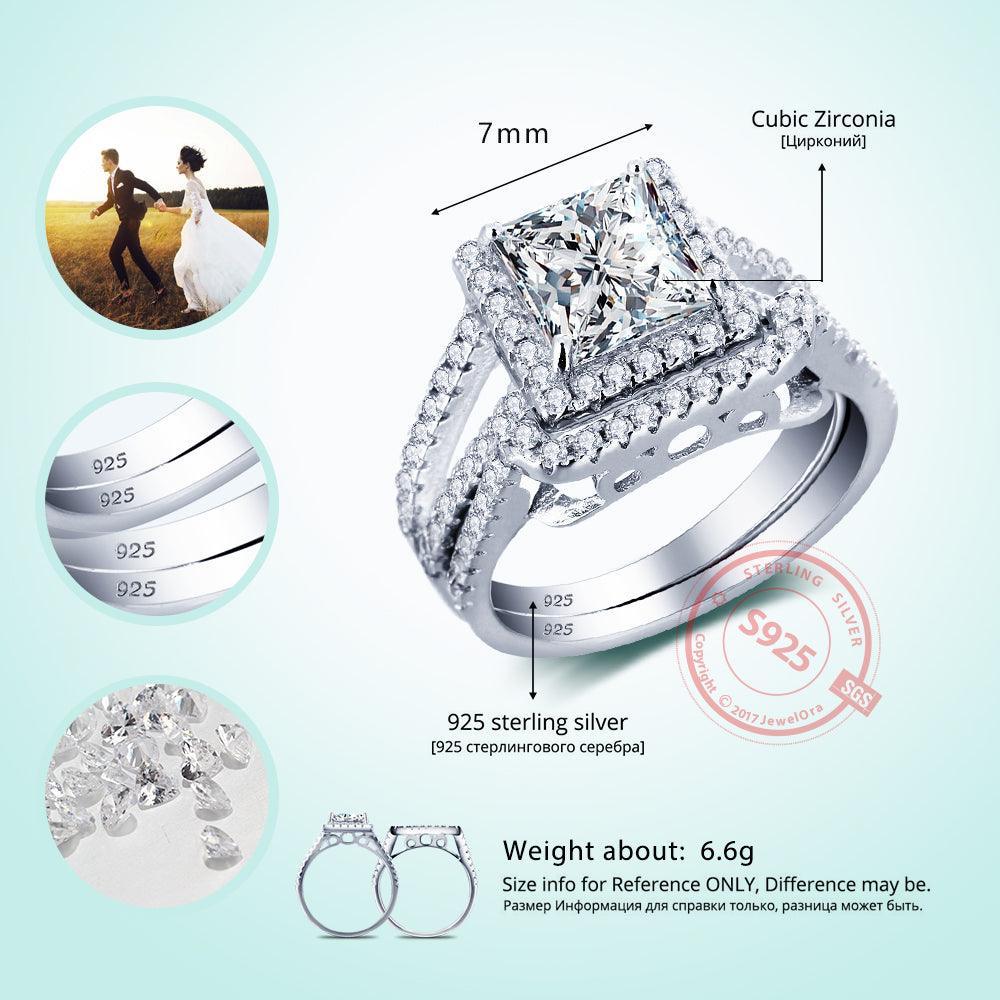 Party Accessories Luxurious Ring Bridal Sets 925 Sterling Silver White Cubic Zirconia Rings For Women New - Personalized Jewel