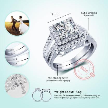 Party Accessories Luxurious Ring Bridal Sets 925 Sterling Silver White Cubic Zirconia Rings For Women New - Personalized Jewel