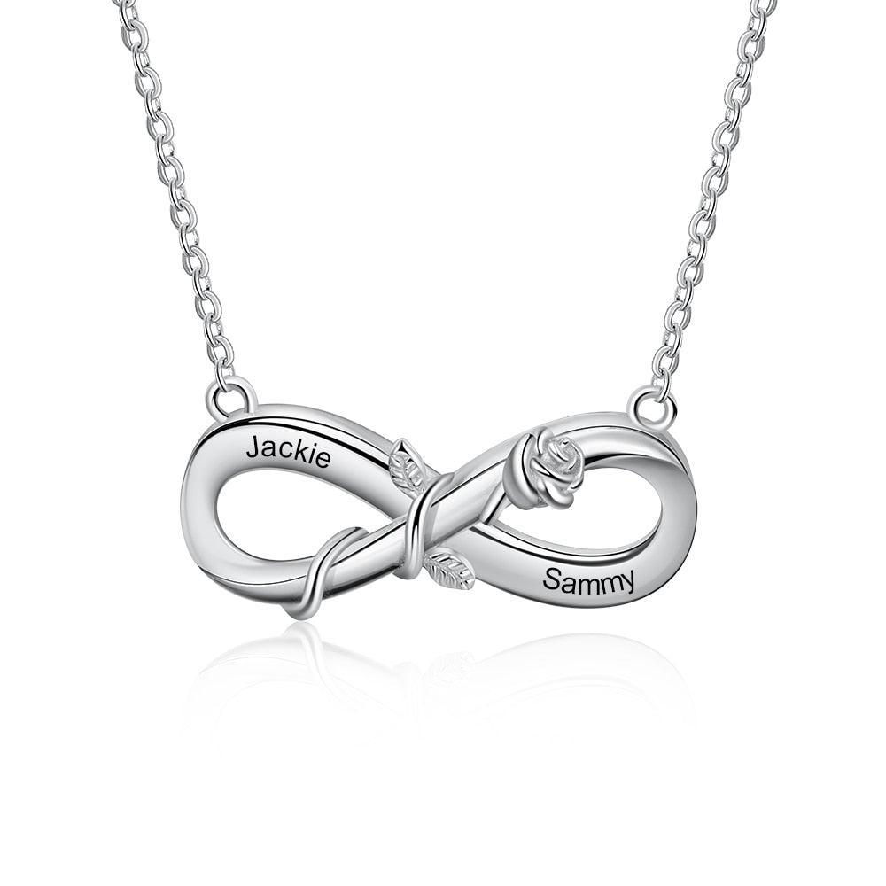 Personalised Infinity Chain Necklace With Two Name Engravings, Valentine’s Day Gift For Her-Personalized Jewels