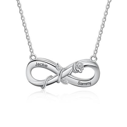 Personalised Infinity Chain Necklace With Two Name Engravings, Valentine’s Day Gift For Her-Personalized Jewels