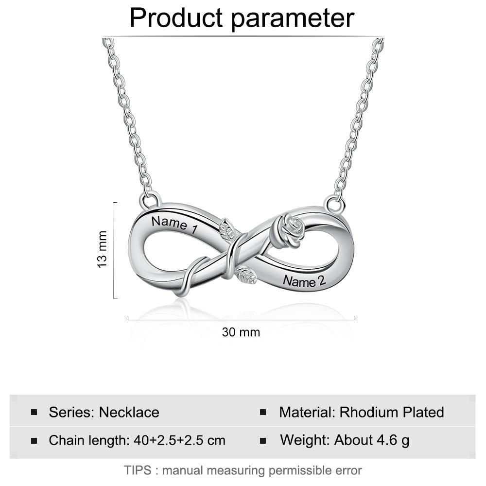 Personalised Infinity Chain Necklace With Two Name Engravings, Valentine’s Day Gift For Her-Personalized Jewels