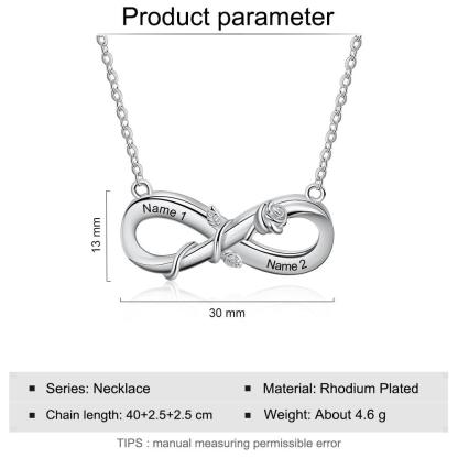 Personalised Infinity Chain Necklace With Two Name Engravings, Valentine’s Day Gift For Her-Personalized Jewels