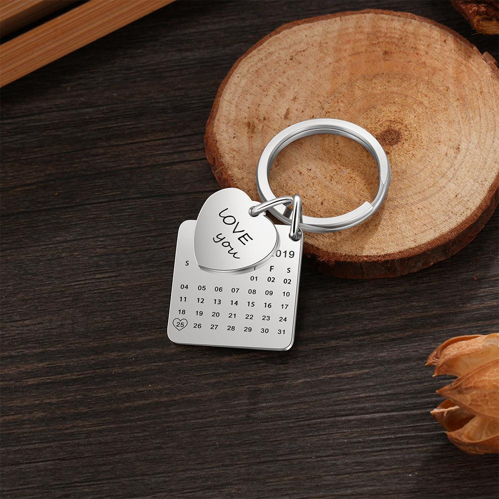 Personalised Keyring With Date Engraved-Personalized Jewels