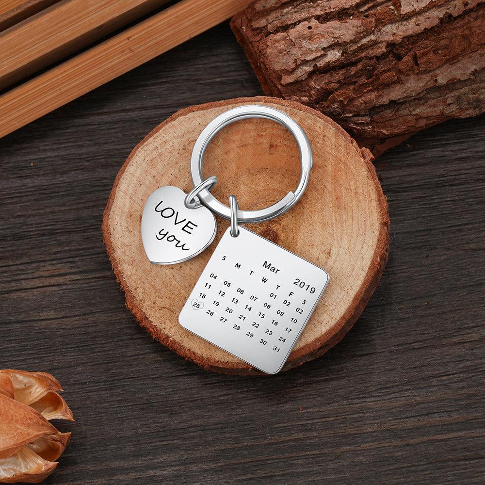 Personalised Keyring With Date Engraved-Personalized Jewels