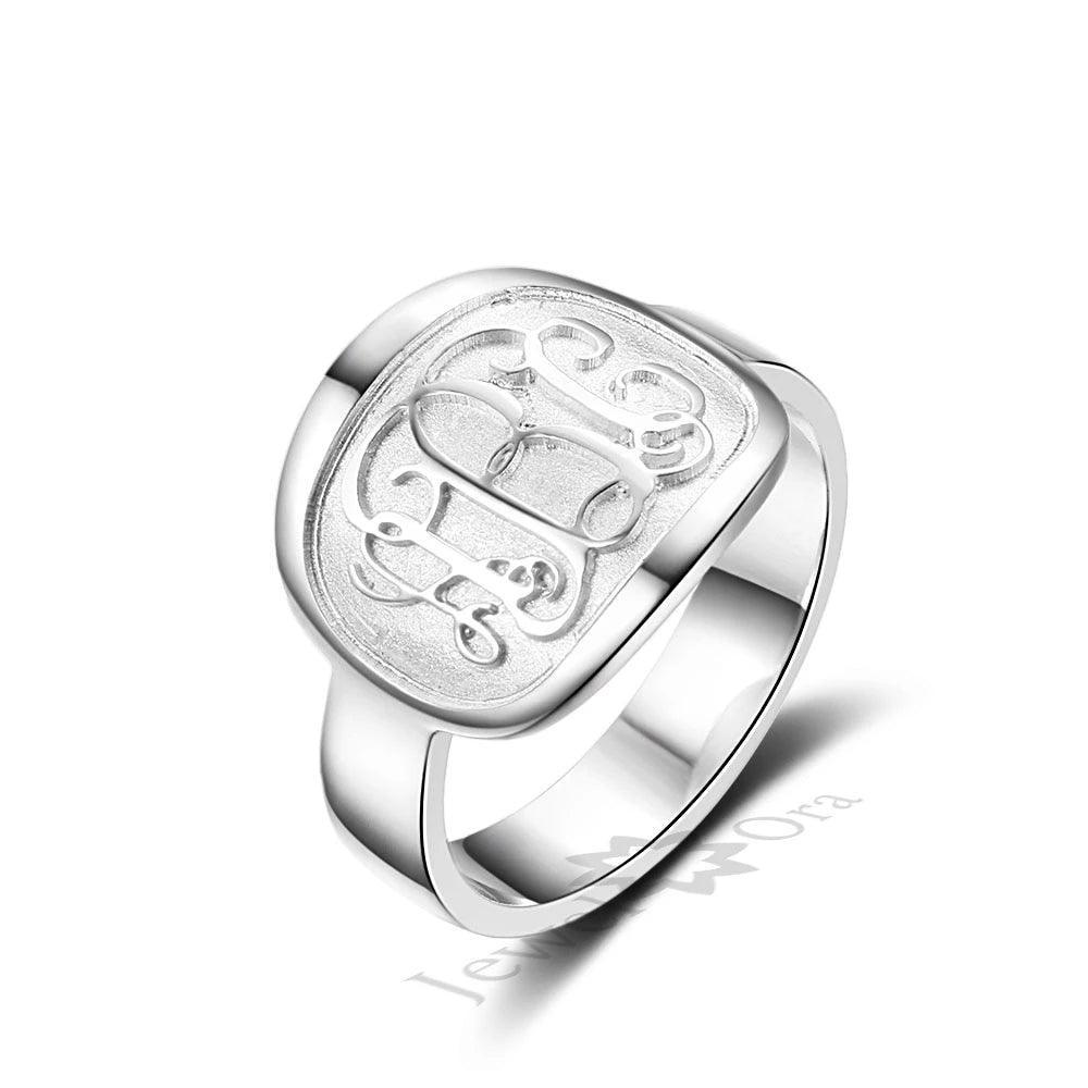 Personalized 3 Color 925 Sterling Silver Monogram Name Engrave Ring, Gift for Women - Personalized Jewel