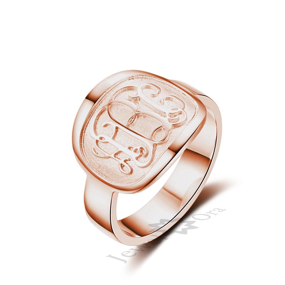 Personalized 3 Color 925 Sterling Silver Monogram Name Engrave Ring, Gift for Women - Personalized Jewel