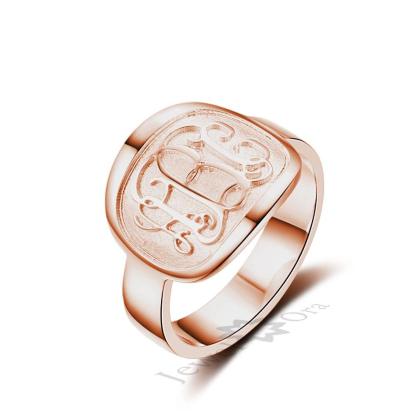 Personalized 3 Color 925 Sterling Silver Monogram Name Engrave Ring, Gift for Women - Personalized Jewel
