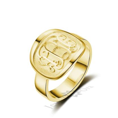 Personalized 3 Color 925 Sterling Silver Monogram Name Engrave Ring, Gift for Women - Personalized Jewel
