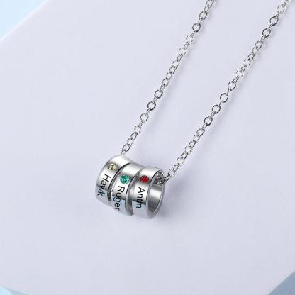 Personalized 3 Name Engraving Pendant Necklace, Customized Birthstone Pendant For Women-Personalized Jewels