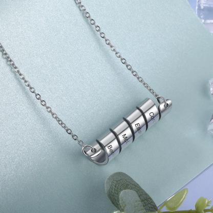 Personalized 5 Name Engraving Pendant Chain - Twisted Stainless-Steel Chain For Men - Personalized Jewel