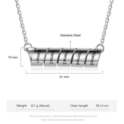 Personalized 5 Name Engraving Pendant Chain - Twisted Stainless-Steel Chain For Men - Personalized Jewel