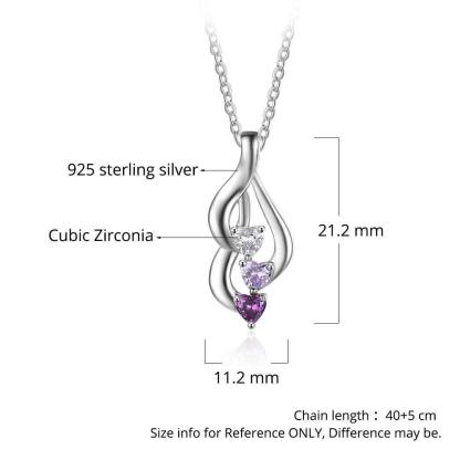 Personalized 925 Sterling Silver 3 Birthstone Necklace Pendants Birthday Mom necklace Valentine Christmas Gift - Personalized Jewel