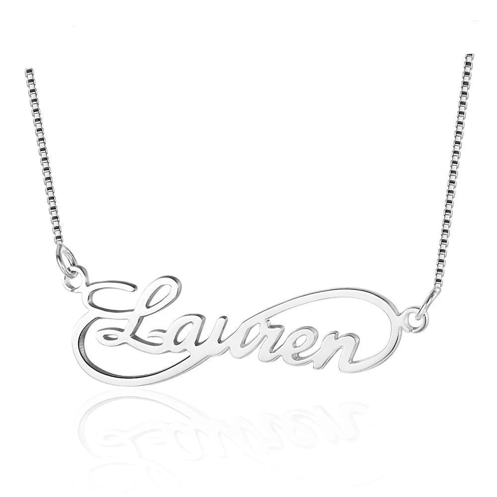 Personalized 925 Sterling Silver 8 Shape Infinity Necklace With Custom Name Pendant, Gift For Women-Personalized Jewels