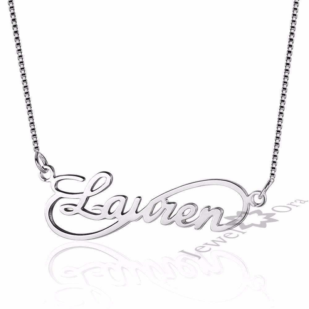 Personalized 925 Sterling Silver 8 Shape Infinity Necklace With Custom Name Pendant, Gift For Women - Personalized Jewel