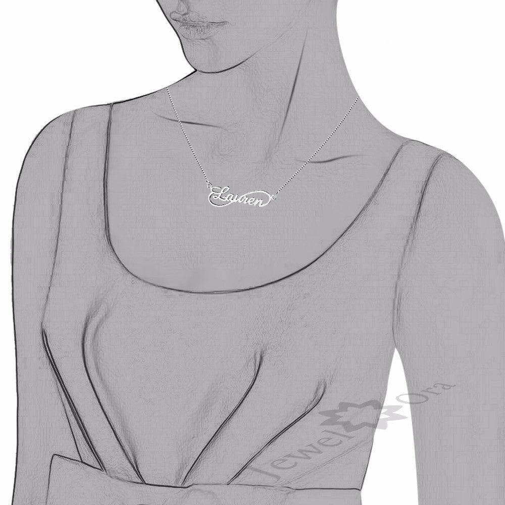 Personalized 925 Sterling Silver 8 Shape Infinity Necklace With Custom Name Pendant, Gift For Women - Personalized Jewel