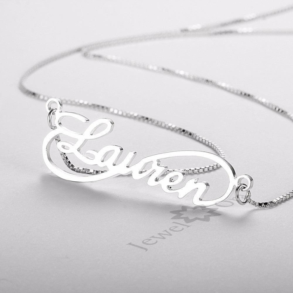Personalized 925 Sterling Silver 8 Shape Infinity Necklace With Custom Name Pendant, Gift For Women - Personalized Jewel