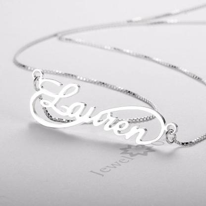 Personalized 925 Sterling Silver 8 Shape Infinity Necklace With Custom Name Pendant, Gift For Women - Personalized Jewel
