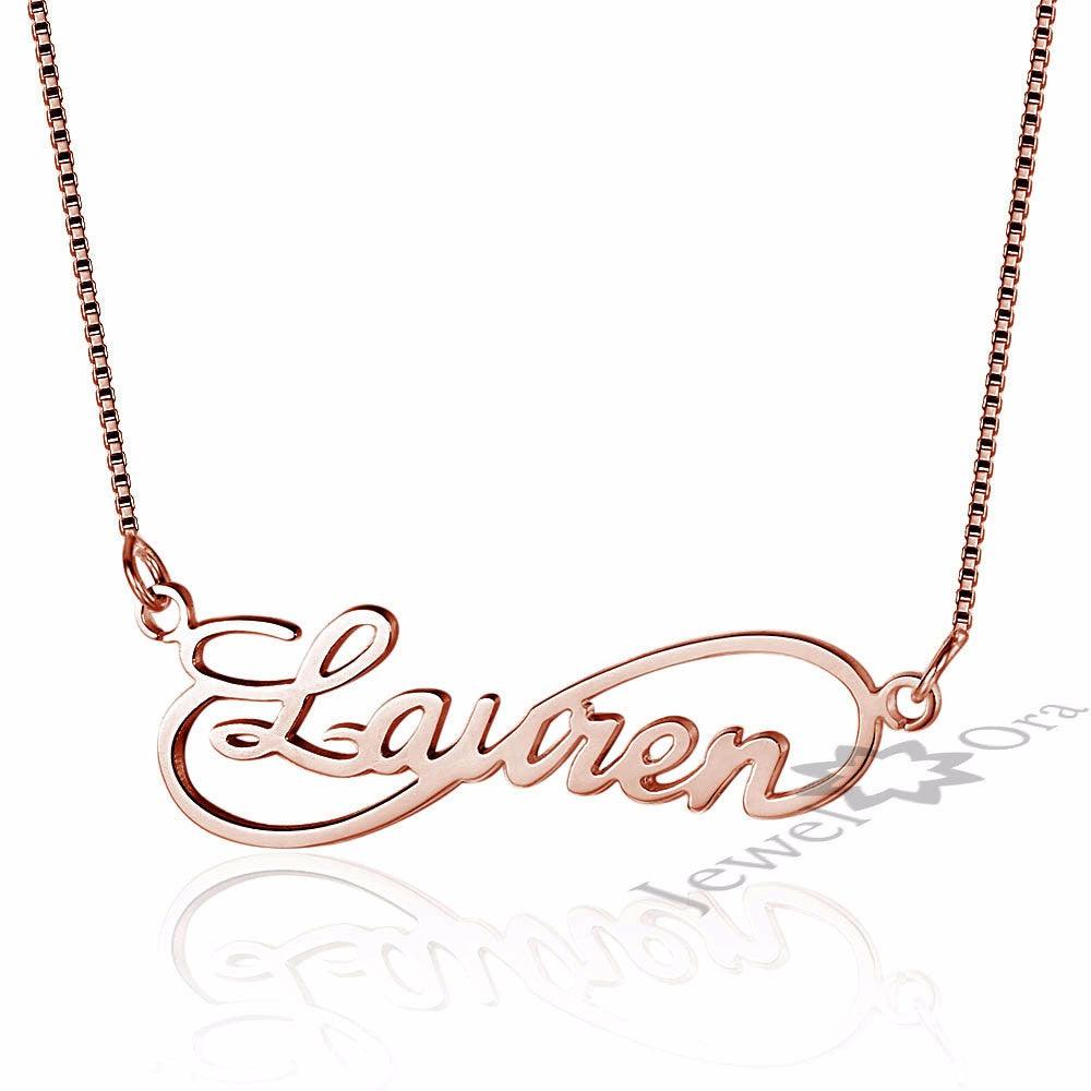 Personalized 925 Sterling Silver 8 Shape Infinity Necklace With Custom Name Pendant, Gift For Women - Personalized Jewel