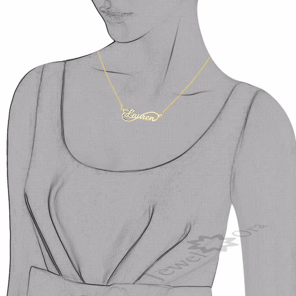 Personalized 925 Sterling Silver 8 Shape Infinity Necklace With Custom Name Pendant, Gift For Women - Personalized Jewel