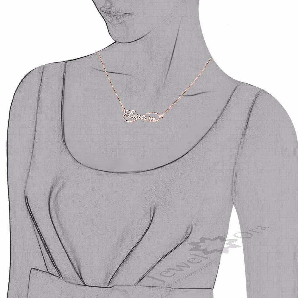 Personalized 925 Sterling Silver 8 Shape Infinity Necklace With Custom Name Pendant, Gift For Women - Personalized Jewel