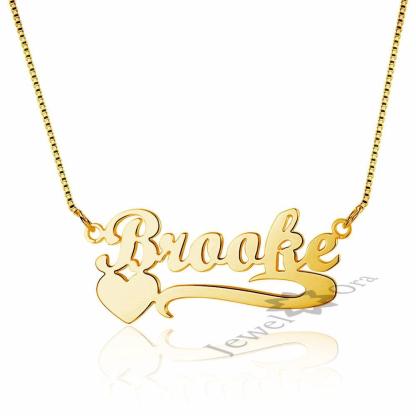 Personalized 925 Sterling Silver Arabic Name Necklace With Heart Pendant, Trendy Women’s Jewelry With Box - Personalized Jewel