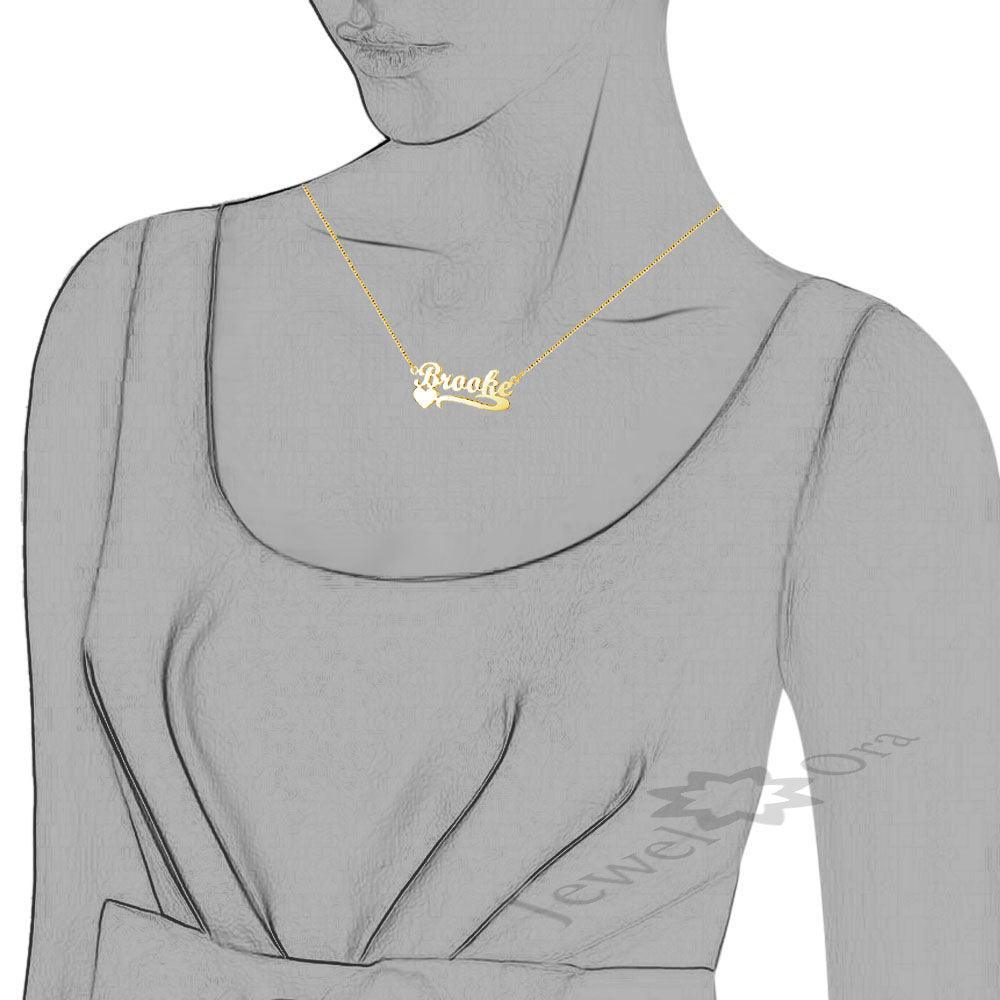 Personalized 925 Sterling Silver Arabic Name Necklace With Heart Pendant, Trendy Women’s Jewelry With Box - Personalized Jewel