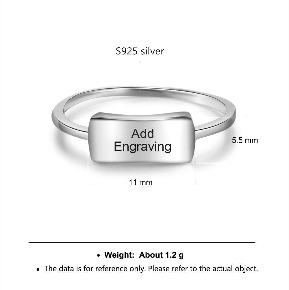 Personalized 925 Sterling Silver Bar Ring - Custom Name Engraving Stylish Ring For Modern Women - Personalized Jewel