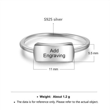 Personalized 925 Sterling Silver Bar Ring - Custom Name Engraving Stylish Ring For Modern Women - Personalized Jewel