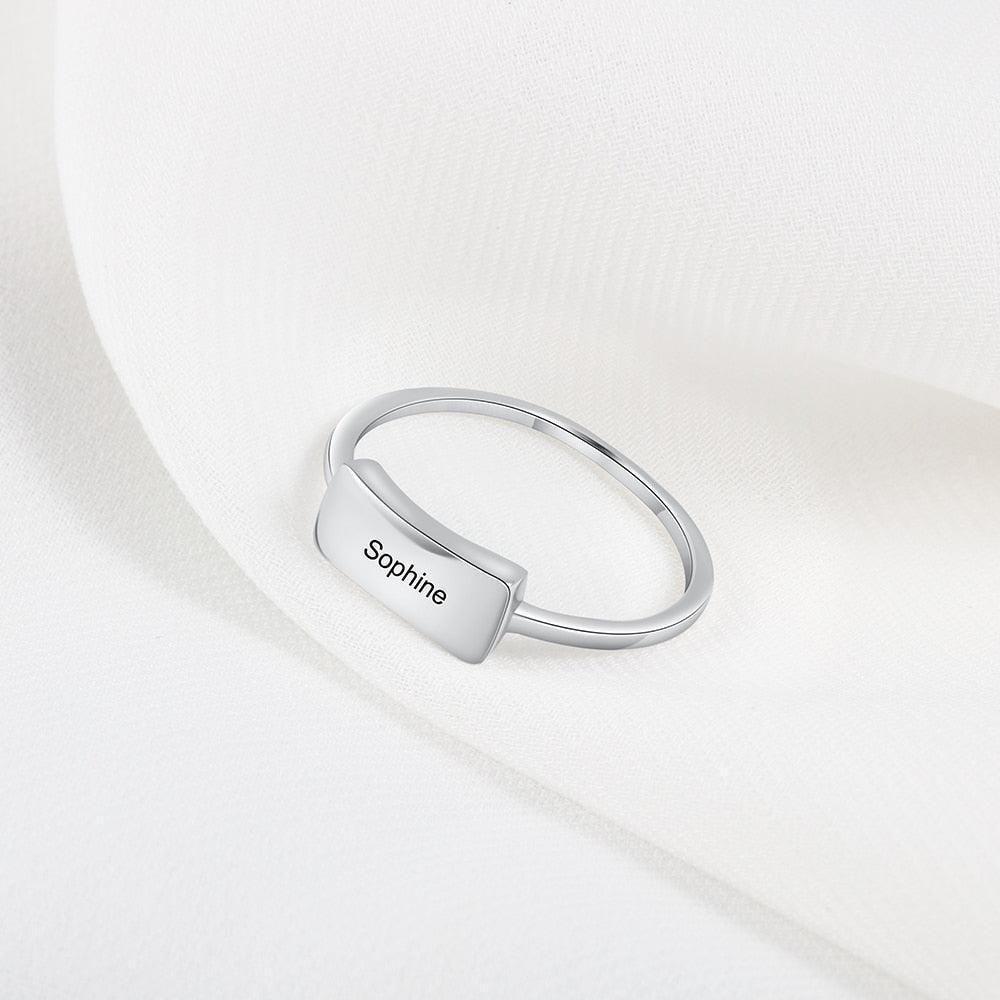 Personalized 925 Sterling Silver Bar Ring - Custom Name Engraving Stylish Ring For Modern Women - Personalized Jewel