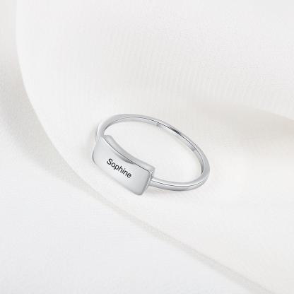 Personalized 925 Sterling Silver Bar Ring - Custom Name Engraving Stylish Ring For Modern Women - Personalized Jewel