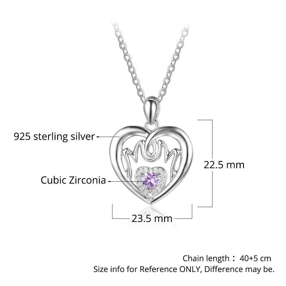 Personalized 925 Sterling Silver Birthstone Necklace with Mom Shape Engrave 2 Names Jewelry Best Gift for Mom - Personalized Jewel