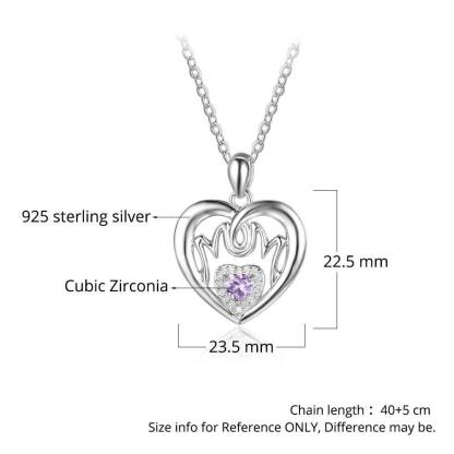 Personalized 925 Sterling Silver Birthstone Necklace with Mom Shape Engrave 2 Names Jewelry Best Gift for Mom - Personalized Jewel
