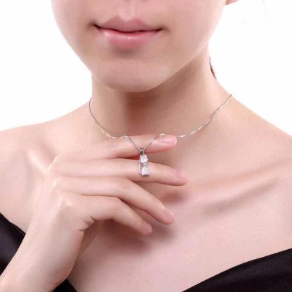 Personalized 925 Sterling Silver Cat Design Cubic Zirconia Pendant Necklaces, Jewelry Gift for Women - Personalized Jewel