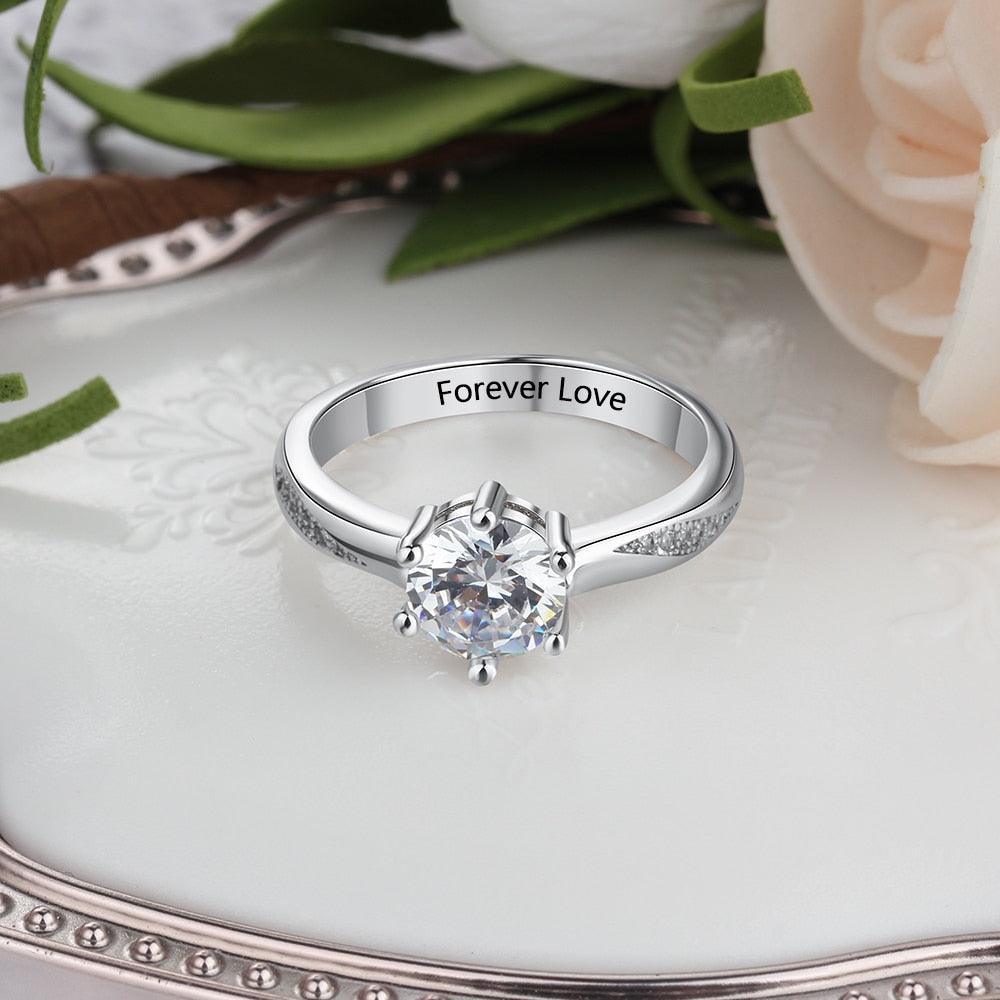 Personalized 925 Sterling Silver Rings - Classic Wedding Ring - Gifts for Women - Personalized Jewel