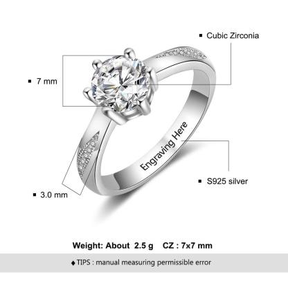 Personalized 925 Sterling Silver Rings - Classic Wedding Ring - Gifts for Women - Personalized Jewel