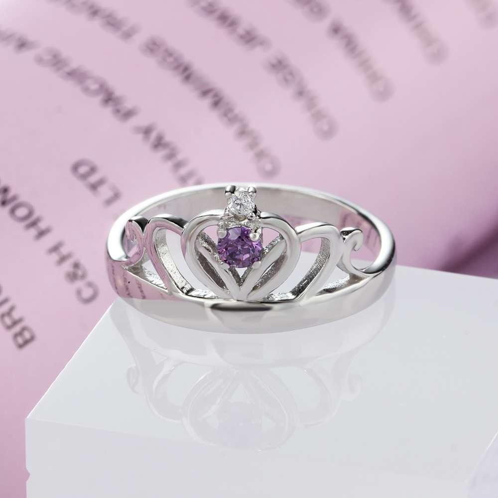 Personalized 925 Sterling Silver Classic Crown Rings for Women – Yolanda Anniversary Jewelry Gifts – Engraved Name Party Rings – Custom Birthstone - Personalized Jewel