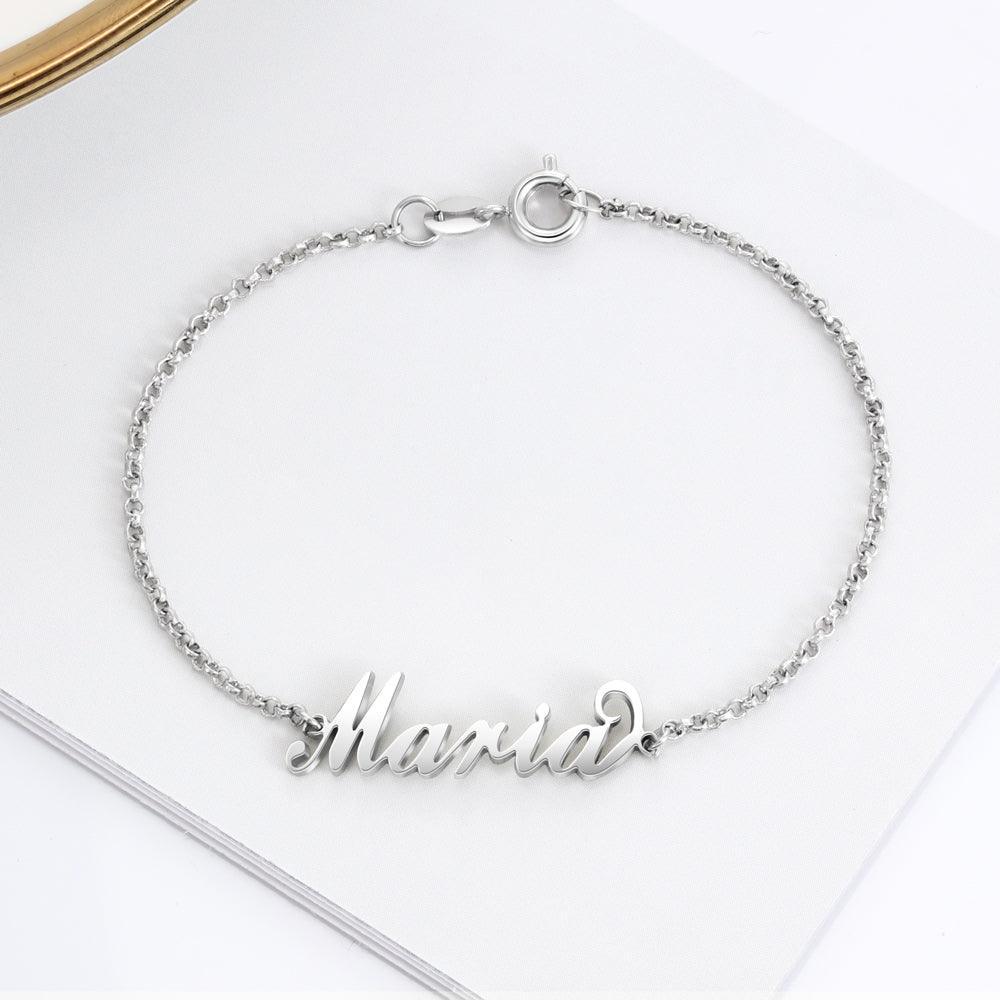 Personalized 925 Sterling Silver Custom Name Bracelet with Customized Charms Chain for Women, Gift for Sister - Personalized Jewel
