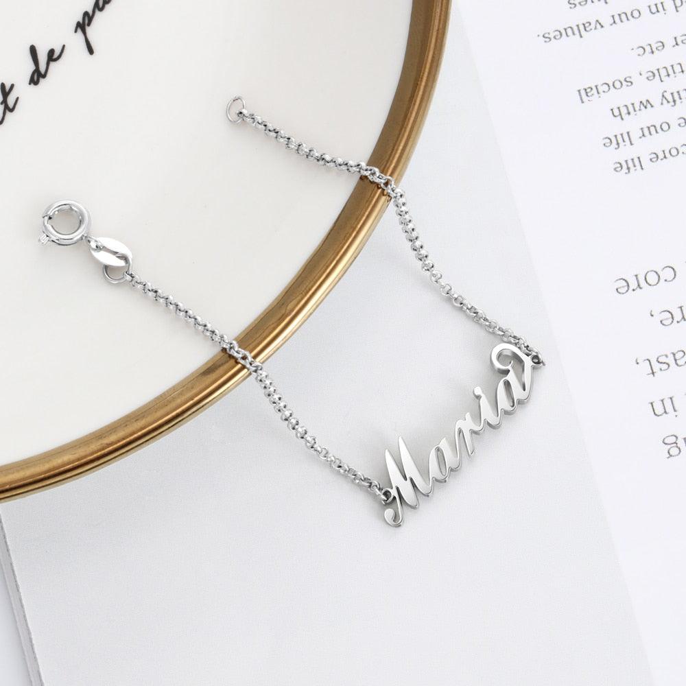 Personalized 925 Sterling Silver Custom Name Bracelet with Customized Charms Chain for Women, Gift for Sister - Personalized Jewel