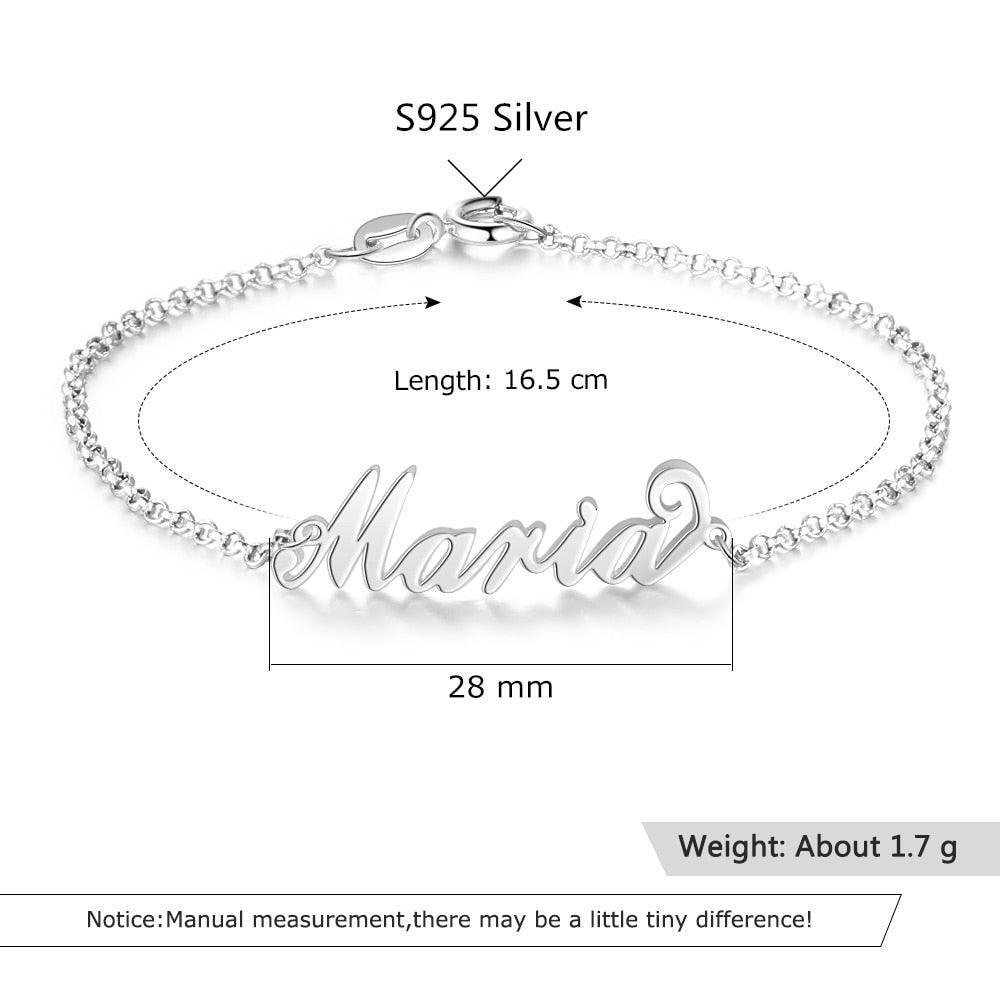 Personalized 925 Sterling Silver Custom Name Bracelet with Customized Charms Chain for Women, Gift for Sister - Personalized Jewel