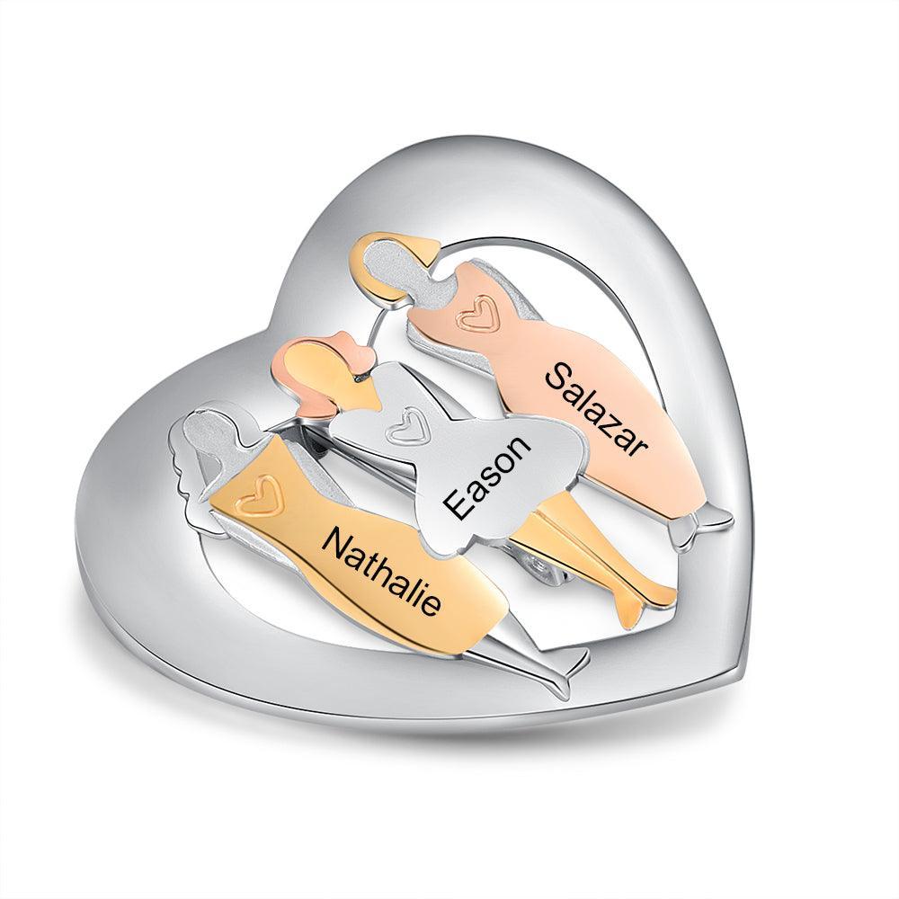 Personalized 925 Sterling Silver Different Sisters Brooch - Name Engravings On The Lady Brooch Pin -Sibling Fashion Gift Jewelry For Friends & Family - Personalized Jewel