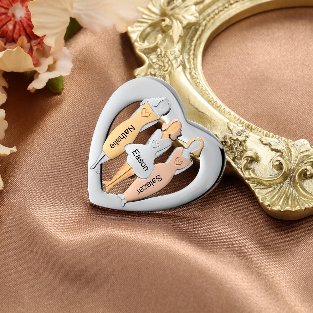Personalized 925 Sterling Silver Different Sisters Brooch - Name Engravings On The Lady Brooch Pin -Sibling Fashion Gift Jewelry For Friends & Family - Personalized Jewel