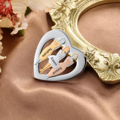 Personalized 925 Sterling Silver Different Sisters Brooch - Name Engravings On The Lady Brooch Pin -Sibling Fashion Gift Jewelry For Friends & Family - Personalized Jewel