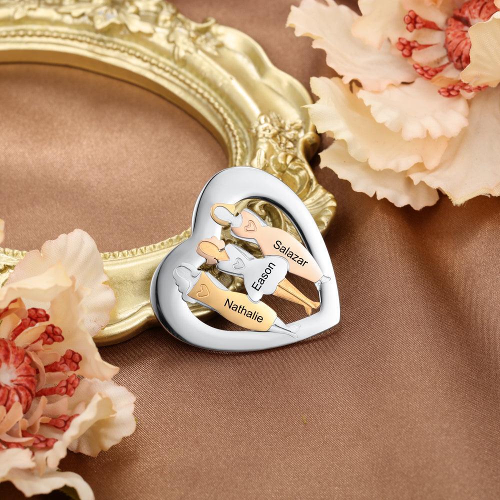 Personalized 925 Sterling Silver Different Sisters Brooch - Name Engravings On The Lady Brooch Pin -Sibling Fashion Gift Jewelry For Friends & Family - Personalized Jewel