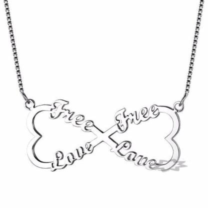 Personalized 925 Sterling Silver Double Heart Pendant Necklace, Engrave 4 Custom Names Necklace, Gift Jewelry for Friends & Family - Personalized Jewel