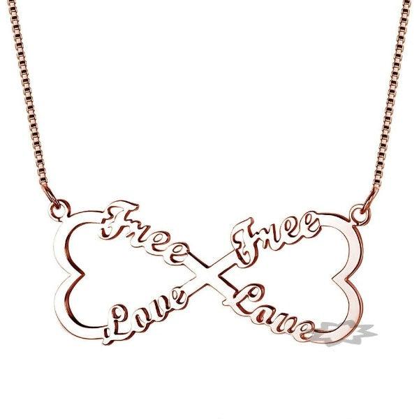 Personalized 925 Sterling Silver Double Heart Pendant Necklace, Engrave 4 Custom Names Necklace, Gift Jewelry for Friends & Family - Personalized Jewel